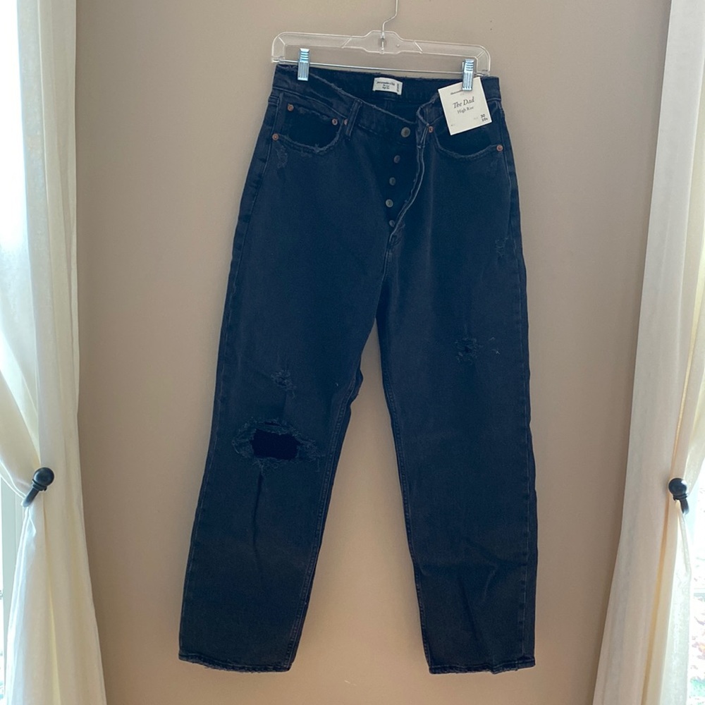 Black button fly Abercrombie Dad jeans. New with tags